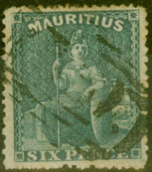 Collectible Postage Stamp from Mauritius 1862 6d Slate SG54 Fine Used