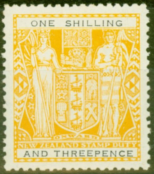 Rare Postage Stamp from New Zealand 1955 1s3d Yellow & Black SGF192 Fine MNH