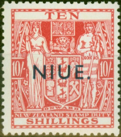 Old Postage Stamp Niue 1945 10s Carmine-Lake SG85 Fine MNH