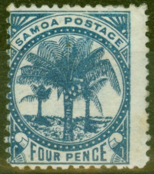 Valuable Postage Stamp from Samoa 1886 4d Blue SG24 P.12.5 Wmk 4a Fine Mtd Mint