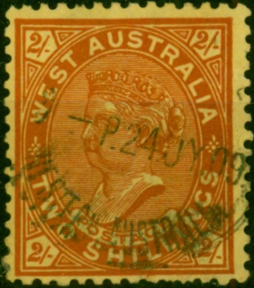 Western Australia 1902 2s Bright Red-Yellow SG124 Fine Used . King Edward VII (1902-1910) Used Stamps
