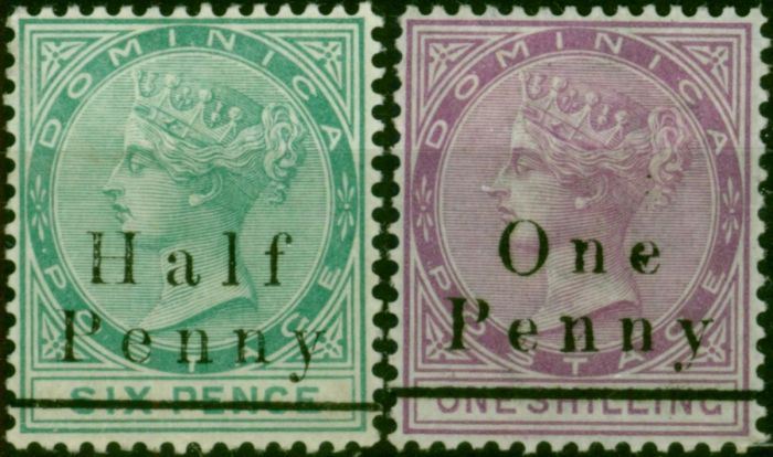 Dominica 1886 Surcharge Set of 2 SG17 + SG19 Fine MM  Queen Victoria (1840-1901) Valuable Stamps