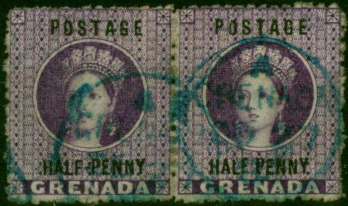 Grenada 1881 1/2d Deep Mauve SG21d 'No Hyphen' in Pair with Normal Fine Used  Queen Victoria (1840-1901) Collectible Stamps