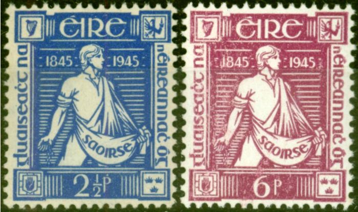 Old Postage Stamp from Ireland 1945 Thomas Davis Set of 2 SG136-137 Fine MNH