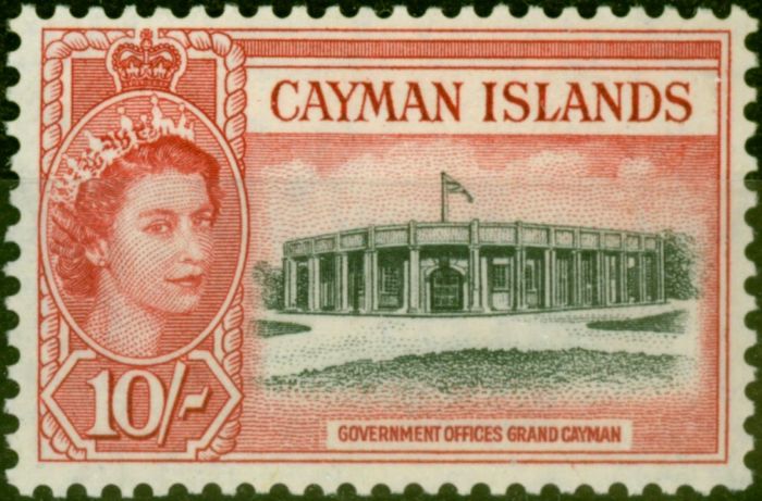 Valuable Postage Stamp from Cayman Islands 1955 10s Black & Rose-Red SG161 Very Fine MNH