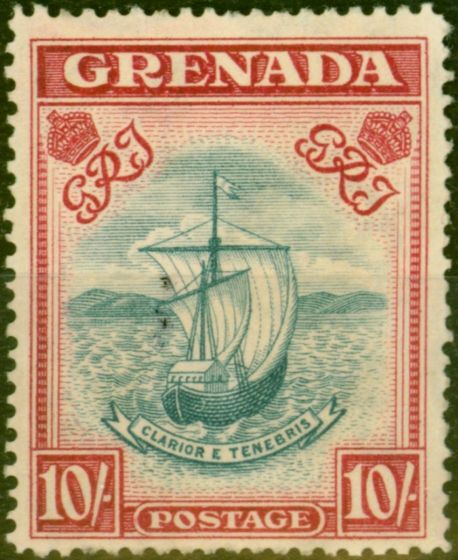 Collectible Postage Stamp from Grenada 1938 10s Steel Blue & Bright Carmine SG163a P.14 Narrow Good Mtd Mint