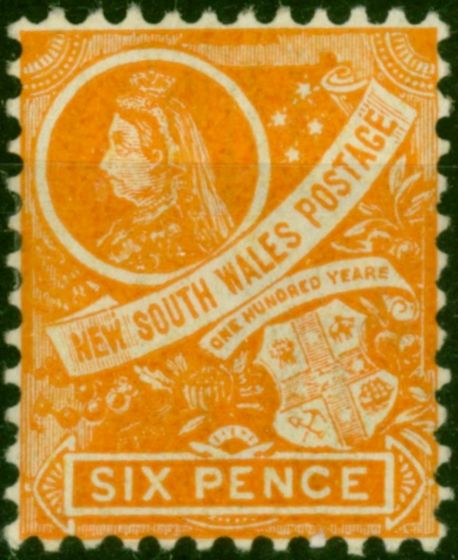 N.S.W 1899 6d Orange-Yellow SG306 Wmk Inverted Good MM. Queen Victoria (1840-1901) Mint Stamps