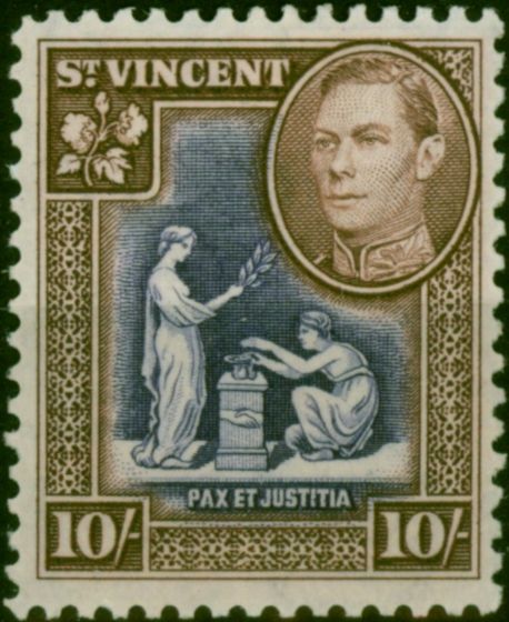 Collectible Postage Stamp St Vincent 1947 10s Violet & Brown SG158a Fine LMM