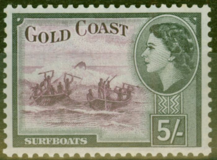 Valuable Postage Stamp from Gold Coast 1954 5s Purple & Black SG163 V.F MNH