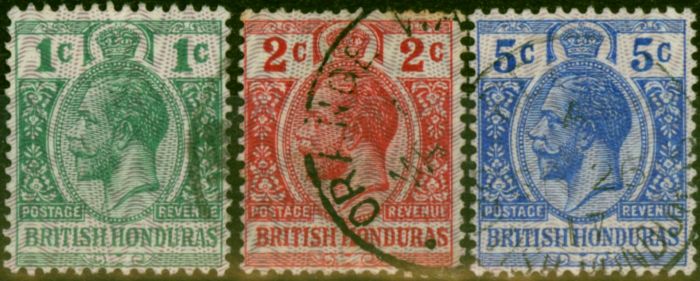 Collectible Postage Stamp British Honduras 1915-16 Security Set of 3 SG111-113 Fine Used
