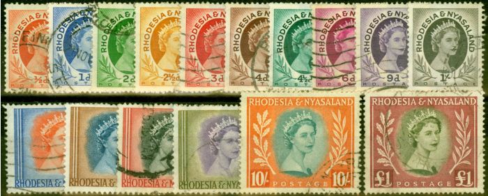 Rare Postage Stamp from Rhodesia & Nyasaland 1954-56 Set of 16 SG1-15 Fine Used
