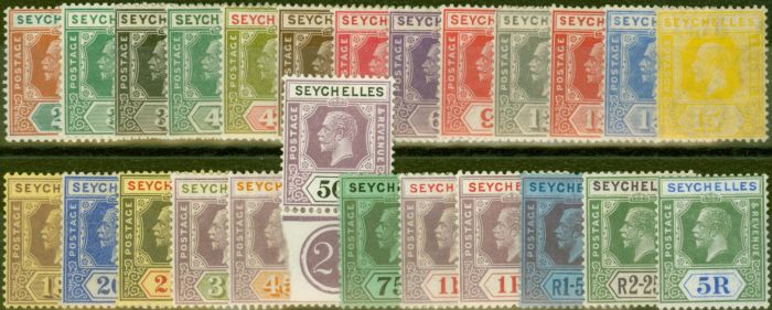 Old Postage Stamp from Seychelles 1921-32 Extended set of 25 SG98-123 V.F Very Lightly Mtd Mint