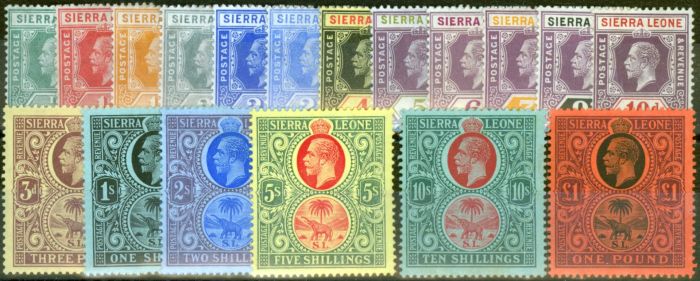 Rare Postage Stamp from Sierra Leone 1912-17 set of 18 SG112-128 Fine & Fresh Mtd Mint