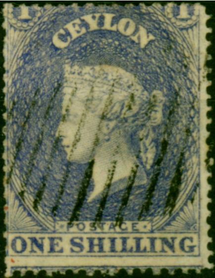 Ceylon 1861 1s Slate-Violet SG26 V.F.U  Queen Victoria (1840-1901) Valuable Stamps