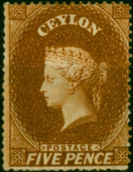 Ceylon 1861 5d Chestnut SG22 Fine & Fresh MM (2) Queen Victoria (1840-1901) Collectible Stamps