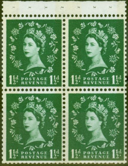 Collectible Postage Stamp from GB 1961 1 1/2d Green SG621l Booklet Pane V.F MNH