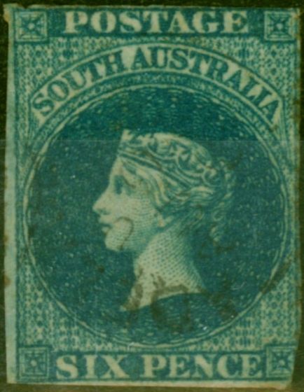Rare Postage Stamp South Australia 1858 6d Slate-Blue SG17 Good Used