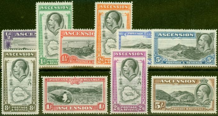 Collectible Postage Stamp from Ascension 1934 Set of 10 SG21-30 Fine Lightly Mtd Mint
