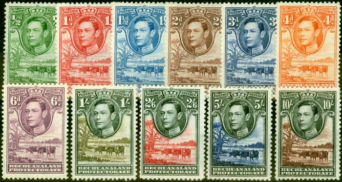 Collectible Postage Stamp from Bechuanaland 1936 Set of 11 SG118-128 Fine Mtd Mint