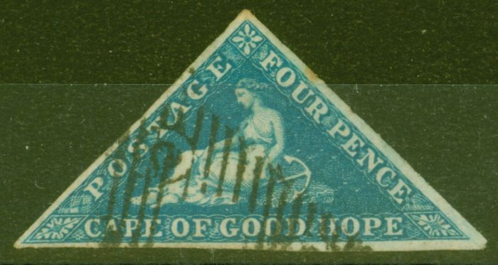 Valuable Postage Stamp from Cape of Good Hope 1853 4d Blue SG4a V.F.U