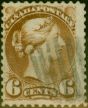 Old Postage Stamp from Canada 1870 6c Yellowish Brown SG86 Fine Used