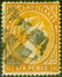 Collectible Postage Stamp from Falkland Islands 1891 6d Orange-Yellow SG33 Fine Used