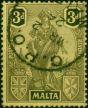 Malta 1926 3d Black-Yellow SG131 Fine Used. King George V (1910-1936) Used Stamps