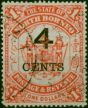 North Borneo 1899 4c on $1 Scarlet SG121 Fine Used. Queen Victoria (1840-1901) Used Stamps