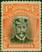 Rare Postage Stamp Rhodesia 1922 4d Black & Orange-Vermilion SG294 Fine & Fresh MM