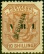Old Postage Stamp from Transvaal 1900 10s Pale Chestnut Specimen SG236s Var No Stop After V Scarce Good Mtd Mint