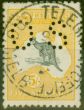 Old Postage Stamp from Australia 1915 5s Grey & Yellow SG037 V.F.U