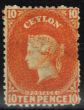 Collectible Postage Stamp from Ceylon 1867 10d Red Orange SG70b Fine Mtd Mint