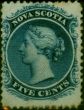 Nova Scotia 1860 5c Blue SG24 Good MM . Queen Victoria (1840-1901) Mint Stamps