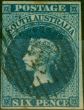 Collectible Postage Stamp South Australia 1855 6d Deep Blue SG3 Good Used