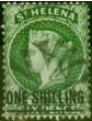 Valuable Postage Stamp from St Helena 1876 1s Deep Green SG26 P.14 x 12.5 Fine Used
