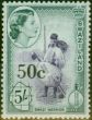 Rare Postage Stamp Swaziland 1961 50c on 5s Deep Lilac & Slate-Black SG75a Fine LMM