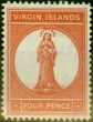 Collectible Postage Stamp from Virgin Islands 1887 4d Pale Chestnut SG36 Fine & Fresh Unused
