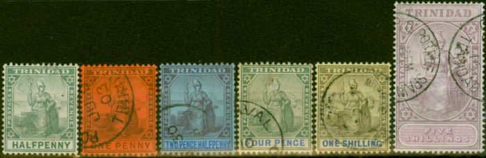 Rare Postage Stamp Trinidad 1901-03 Colour Change Set of 6 SG127-132 Fine Used