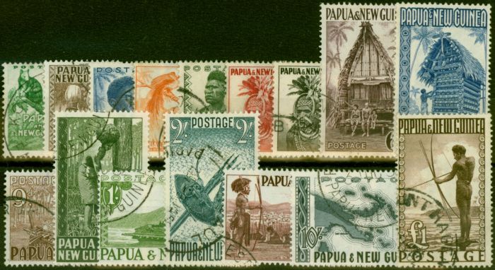 Collectible Postage Stamp Papua New Guinea 1952-58 Set of 16 SG1-15 Fine Used Stamp