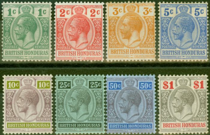 Valuable Postage Stamp from British Honduras 1913-17 set of 8 to $1 SG101-108 Fine Mtd Mint