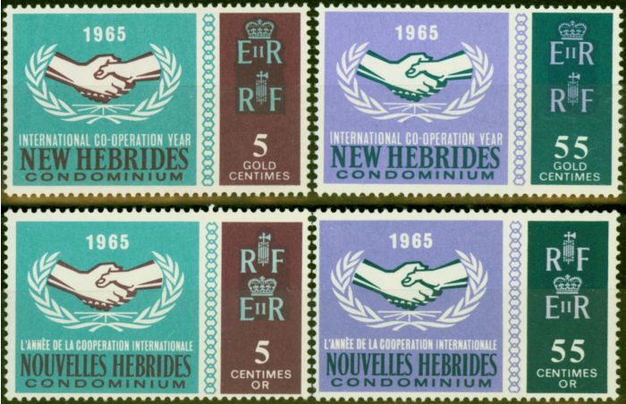 Collectible Postage Stamp New Hebrides 1965 Co-op Both Sets SG112-113 & SGF128-F129 V.F MNH