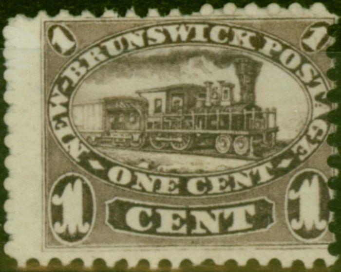 Collectible Postage Stamp New Brunswick 1860 1c Brown-Purple SG7 Fine Unused