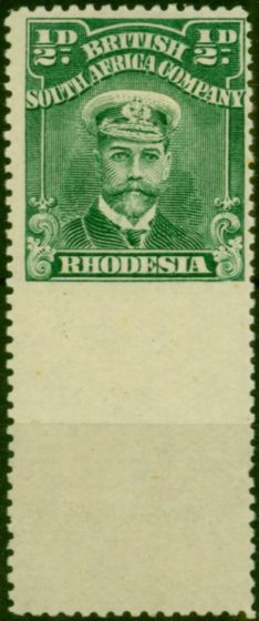 Rhodesia 1913 1/2d Dull Dp Green SG187Var Imperf Between Stamp & Margin Fine & Fresh MM . King George V (1910-1936) Mint Stamps