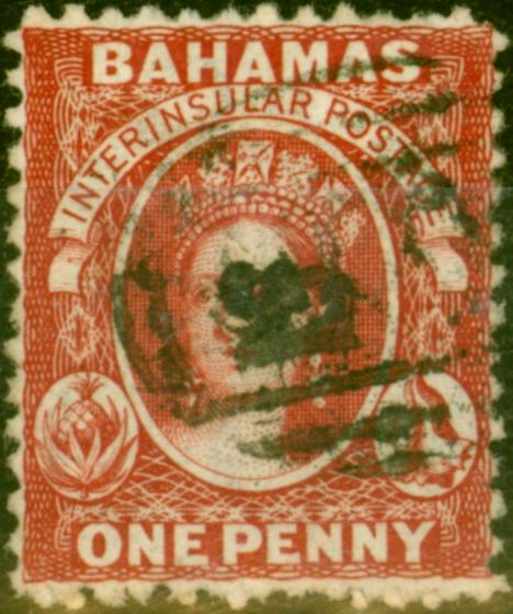 Old Postage Stamp from Bahamas 1863 1d Carmine-Lake SG21 Fine Used