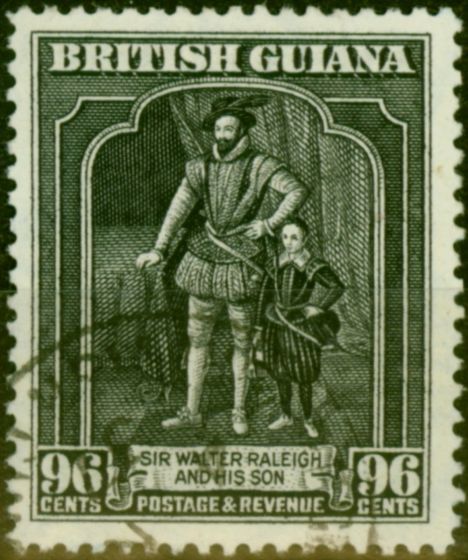 Old Postage Stamp British Guiana 1934 96c Black SG299 Fine Used