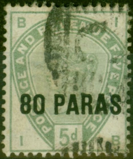 Rare Postage Stamp British Levant 1885 80pa on 5d Green SG2 Fine Used (2)