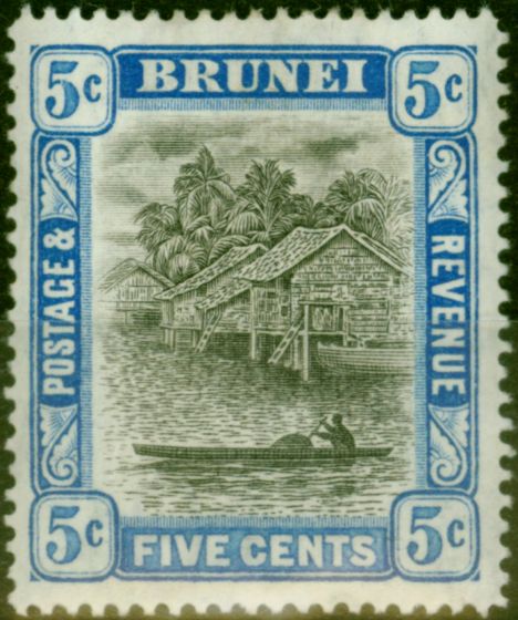 Valuable Postage Stamp from Brunei 1907 5c Grey-Black & Blue SG27 Fine Mtd Mint