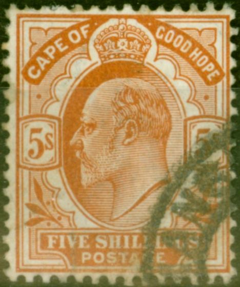 Old Postage Stamp from Cape of Good Hope 1903 5s Brown-Orange SG78 Fine Used