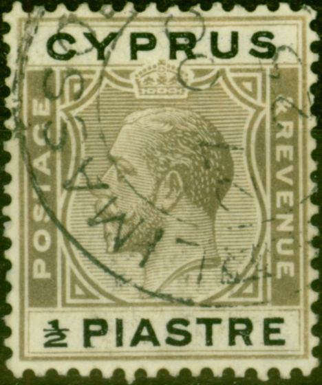 Rare Postage Stamp from Cyprus 1924 1/2pi Brownish Black & Black SG104 Fine Used