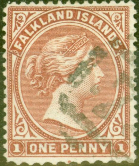 Old Postage Stamp from Falkland Islands 1882 1d Dull Claret SG5 Good Used Reperfed at base